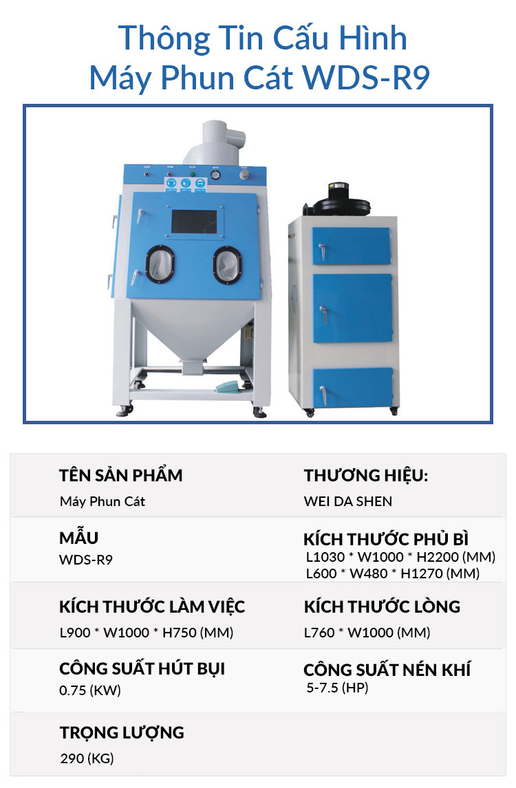 Thông Số Kỹ Thuật Máy Phun Cát WDS-R9