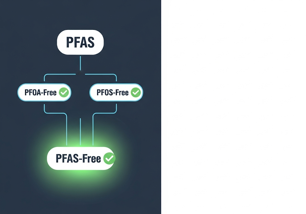 Sơ đồ minh họa về các tiêu chuẩn PFOA-Free, PFOS-Free và PFAS-Free